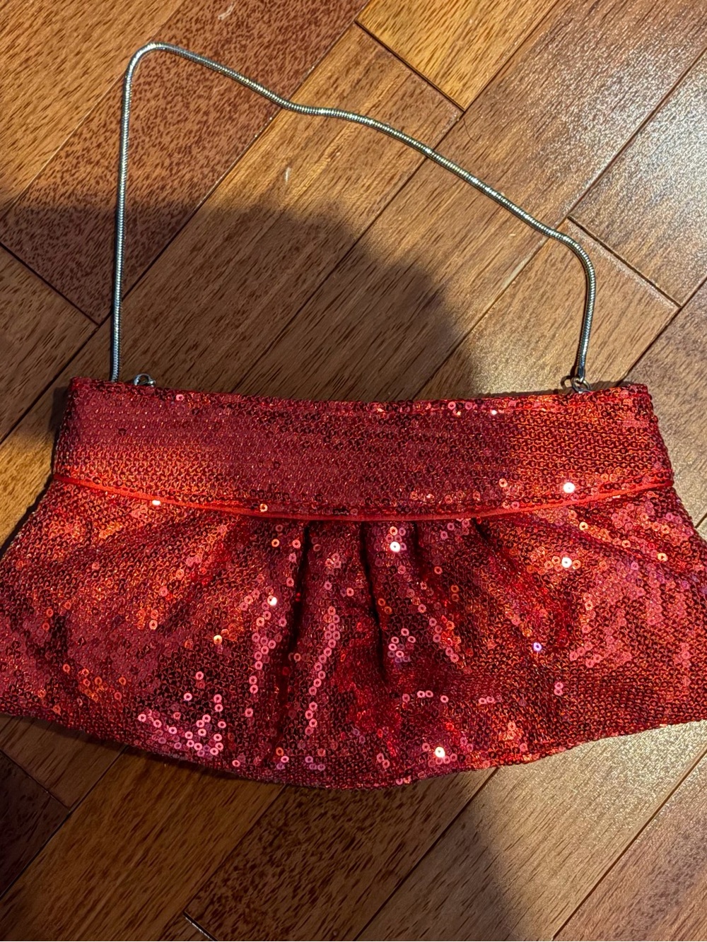 Red Sequin Evening Clutch with Chain Strap